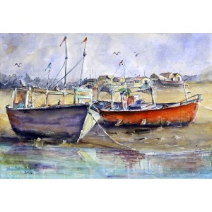Momin Waseem, 10 x 14 Inch, Water Color on Paper, Seascape Painting, AC-MW-010